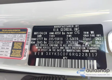 2024 Kia Sportage Sx-Prestige z USA, uszkodzony, nr VIN 5XYK5CDF6RG228117